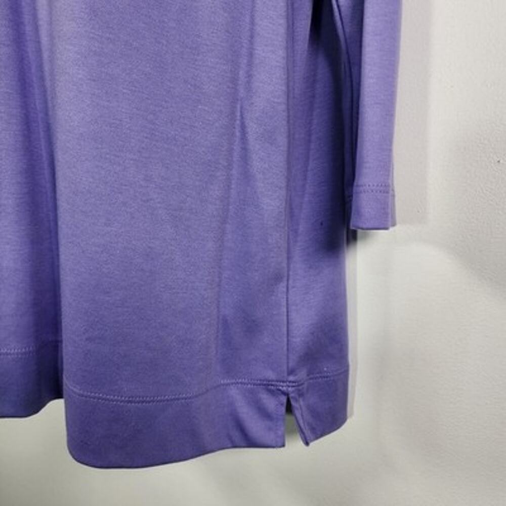 LL Bean Womens Pima Cotton Tunic 3/4 Sleeve Splitneck Purple Large 300325 Casual - Picture 5 of 10